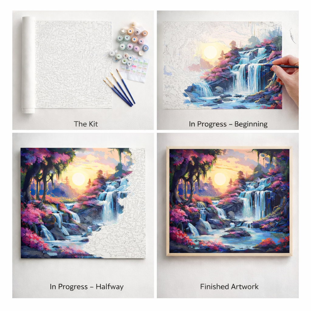 PCN 5 Floral Cascade: Waterfall of Blooms Painting 🌸