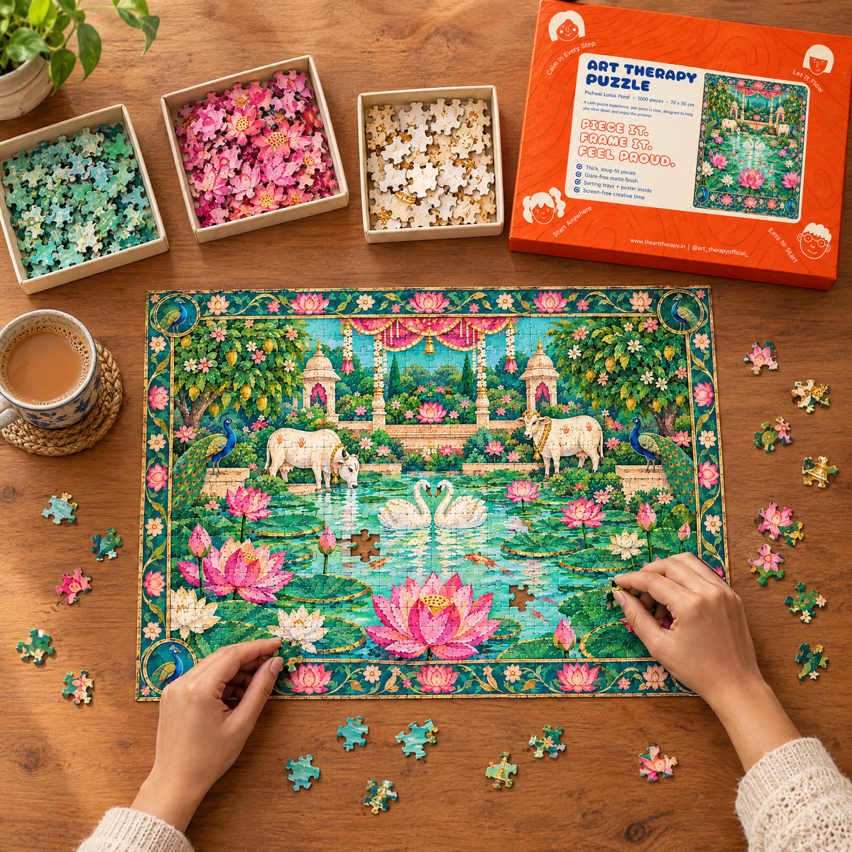 P5 : Pichwai Lotus Pond 🪷 1000 Piece Jigsaw Puzzle 🧩