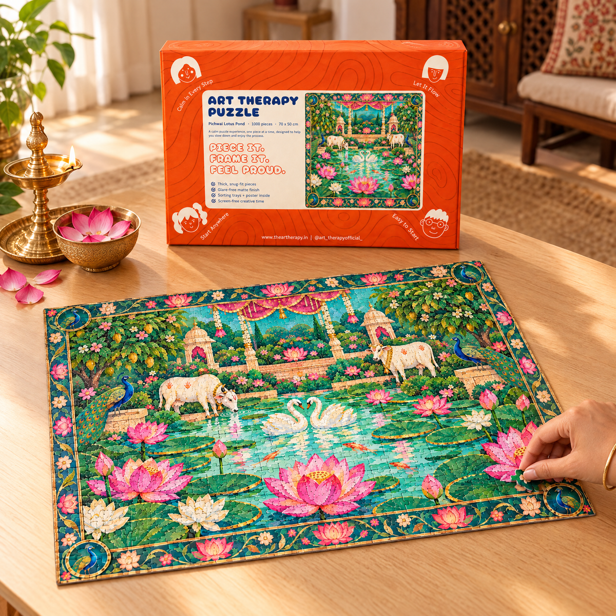 P5 : Pichwai Lotus Pond 🪷 1000 Piece Jigsaw Puzzle 🧩