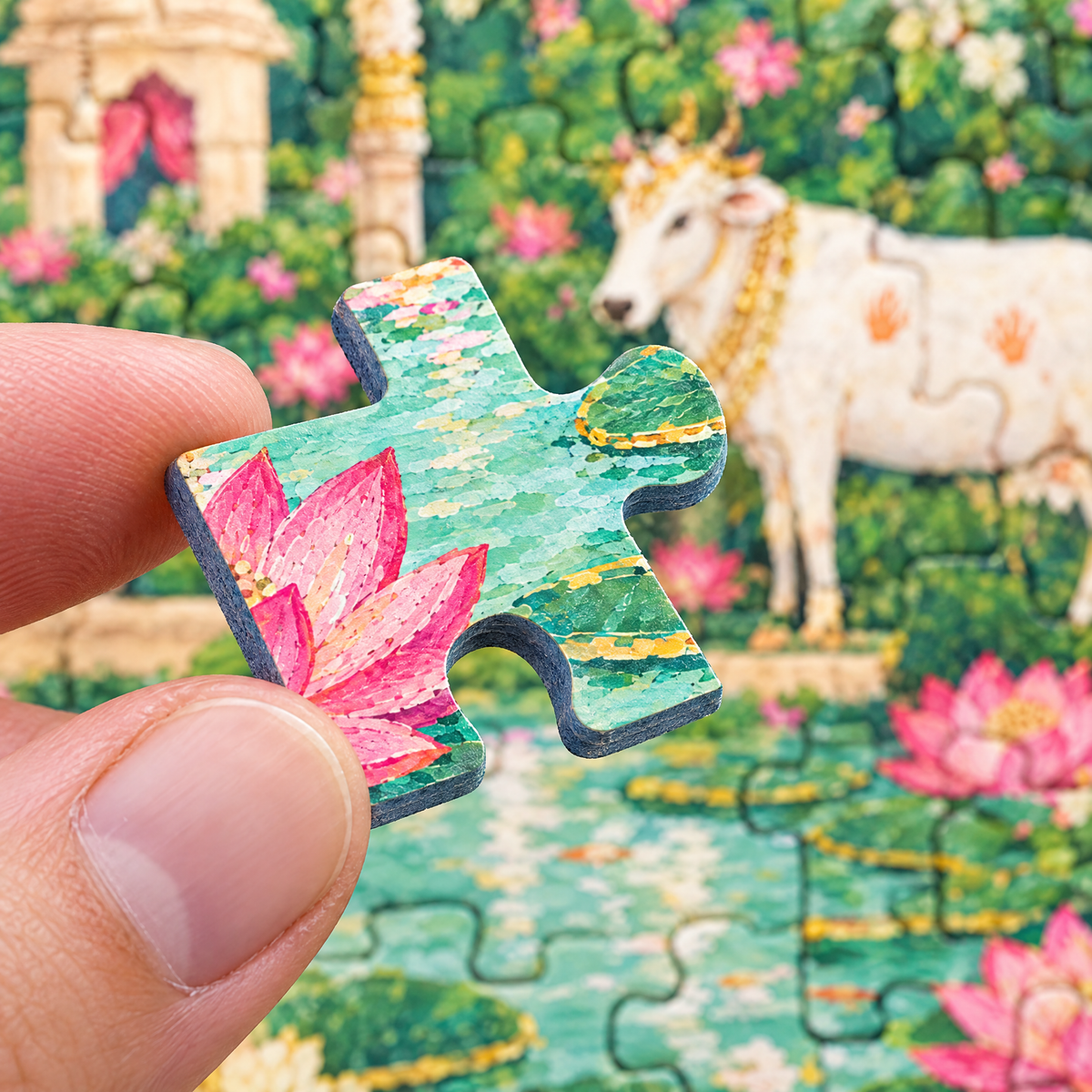 P5 : Pichwai Lotus Pond 🪷 1000 Piece Jigsaw Puzzle 🧩