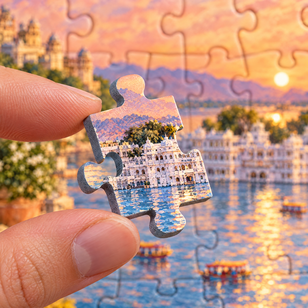 P8 : Udaipur Rooftop Sunset 🌅 1000 Piece Jigsaw Puzzle 🧩