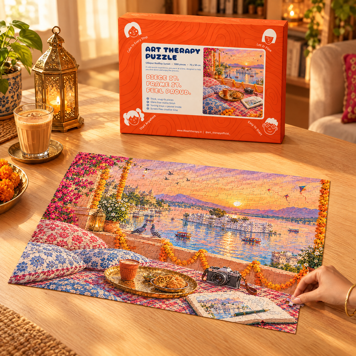 P8 : Udaipur Rooftop Sunset 🌅 1000 Piece Jigsaw Puzzle 🧩