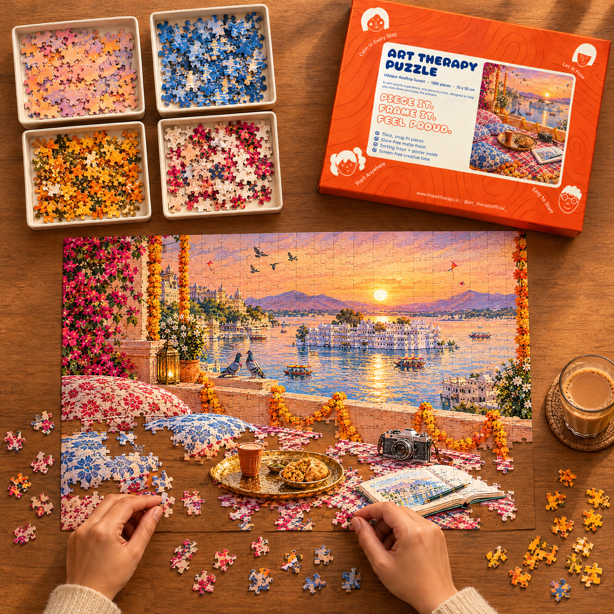 P8 : Udaipur Rooftop Sunset 🌅 1000 Piece Jigsaw Puzzle 🧩