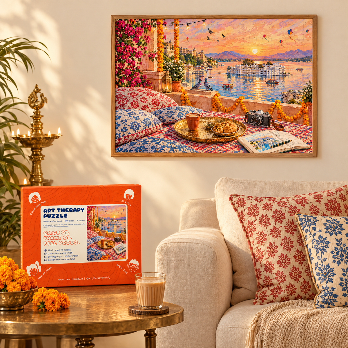 P8 : Udaipur Rooftop Sunset 🌅 1000 Piece Jigsaw Puzzle 🧩